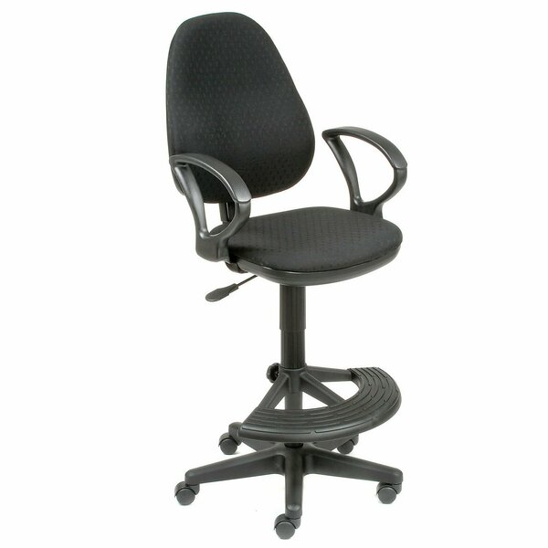 Interion By Global Industrial Interion Ergo Work Stool, Fabric, 180 Degree Footrest, Black 506779BK